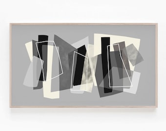 Frame TV Art  Abstract, Grey Black White Modern Art for Frame TV, Geometric Artwork, Samsung Frame TV Art, Contemporary Art Digital Download