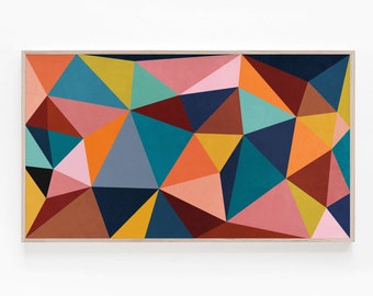 Arte abstracto para TV Samsung Frame, arte moderno de mediados de siglo 4K para TV Samsung Frame, arte geométrico en bloques de color para la descarga digital de The Frame TV.