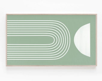 Samsung Frame TV Art ミッドセンチュリーモダン、セージグリーンSamsung Frame TV Art 4K、抽象幾何学アート、ミニマリストアート Japandi デジタルダウンロード