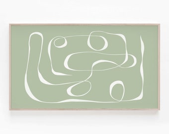 Samsung Frame TV Art 4K, Sage Green Abstract Line Art, Minimalist Scribble Art Digital Download, Line Drawing for The Samsung Frame TV Art