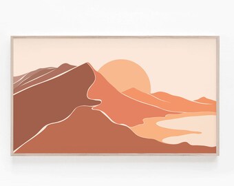 Samsung Frame TV Art Landschaft, Abstrakte Sonne Berge Samsung Frame TV Art, moderne Boho Art für The Frame TV, Terrakotta, digitaler Download