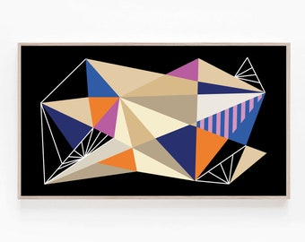 Samsung Frame TV Art Contemporary, Geometric Shapes Abstract Art for The Frame TV, Orange Purple Art 4K, Modern Wall Decor, Instant Download