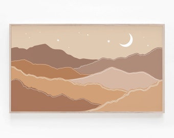 Samsung Frame TV Art Boho, Beige Abstract Mountain Landscape Frame TV Art, Modern Art for The Frame TV, Digital Download