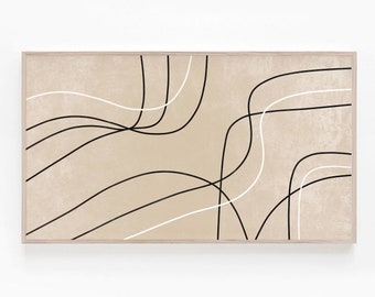 Samsung Frame TV Art Abstract Line Drawing, Neutral Beige Frame TV Art, Abstract Art for The Frame TV, Minimalist Boho Art, Digital Download