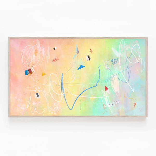 Samsung Frame TV Art coloré, Art abstrait moderne, Samsung Frame TV Art contemporain, peinture abstraite numérique arc-en-ciel, téléchargement numérique