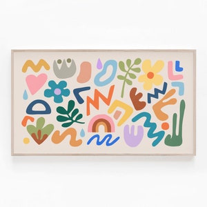 Samsung Frame TV Art Colorful, Abstract Shapes Contemporary Art, Samsung Frame TV Art Modern, Matisse Inspired Cut Outs, Digital Download