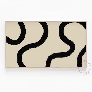 Samsung Frame TV Art Neutral Tone, Minimal Abstract Line Art, Samsung The Frame TV Art Boho, Beige Black Modern Art 4K, Digital Download