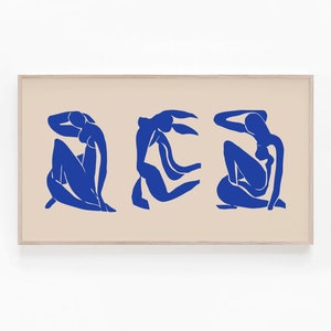 Samsung Frame TV Art Blue Matisse Figures, Abstrakcyjna kobieca sztuka na Samsung Frame TV, Henri Matisse Cut Outs, Nowoczesna sztuka, Pobieranie cyfrowe