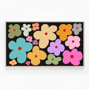 Samsung Frame TV Art Abstract Flowers, Samsung Frame TV Art Colorful Botanical Art, Modern Boho Art 4K, Cute Vibrant Colors Floral Artwork