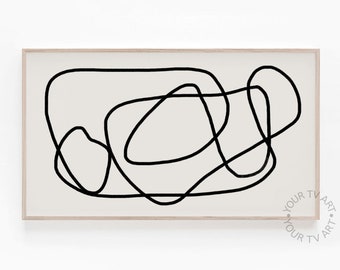 Samsung Frame TV Art Minimalist, Abstract Scribble Line Art, Samsung Frame TV Art Modern, Neutral Tone Contemporary 4K Art, Digital Download