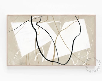Samsung Frame TV Art Neutral Abstract, Modern Geometric Shapes Line Art, Frame TV Art Minimal Beige White Black, Boho Art, Digital Download