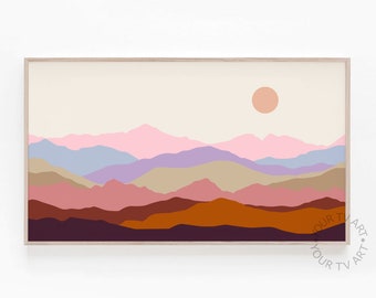 Samsung Frame TV Art Berge, abstrakte Landschaft Kunst für Samsung Frame TV, Boho Wohnkultur, Mid Century Modern Kunst 4K, Instant Download