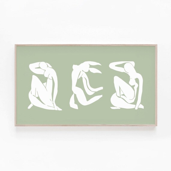 Samsung Frame TV Art Matisse Figures, Sage Green Art for The Samsung Frame TV, Henri Matisse Cut Outs, Abstract Woman Art, Digital Download