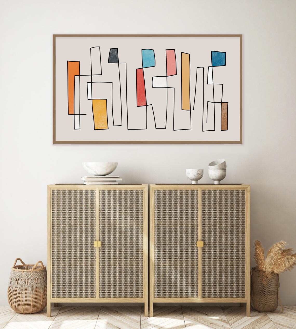 Samsung Frame TV Art Mid Century Modern Abstract Scribble Art Etsy