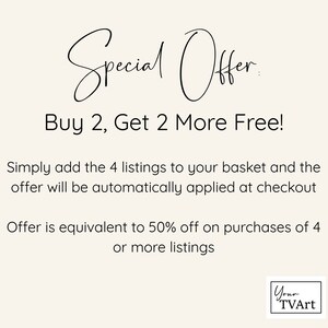 Puede incluir: Oferta especial: &iexcl;Compra 2, ll&eacute;vate 2 gratis! Simplemente agrega los 4 art&iacute;culos a tu cesta y la oferta se aplicar&aacute; autom&aacute;ticamente al finalizar la compra. La oferta equivale a un 50% de descuento en compras de 4 o m&aacute;s art&iacute;culos. Your TVArt.