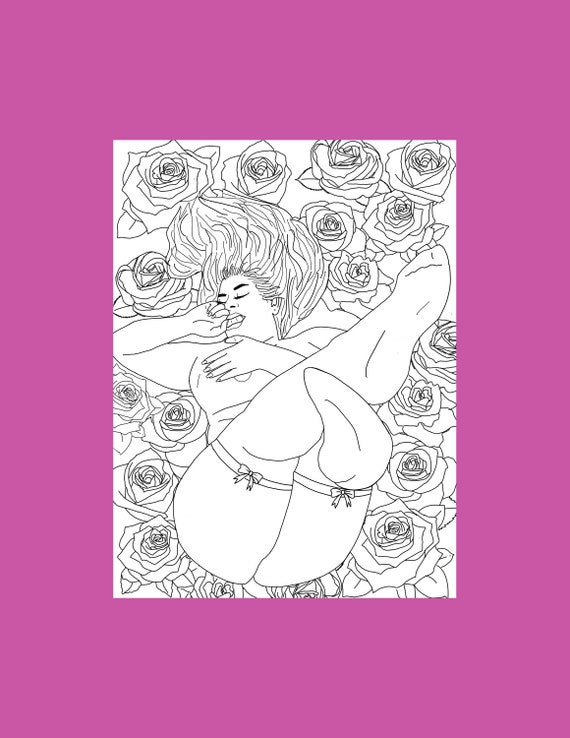 Roses Erotic Coloring Pages Digital Art Print Plus Size Line | Etsy