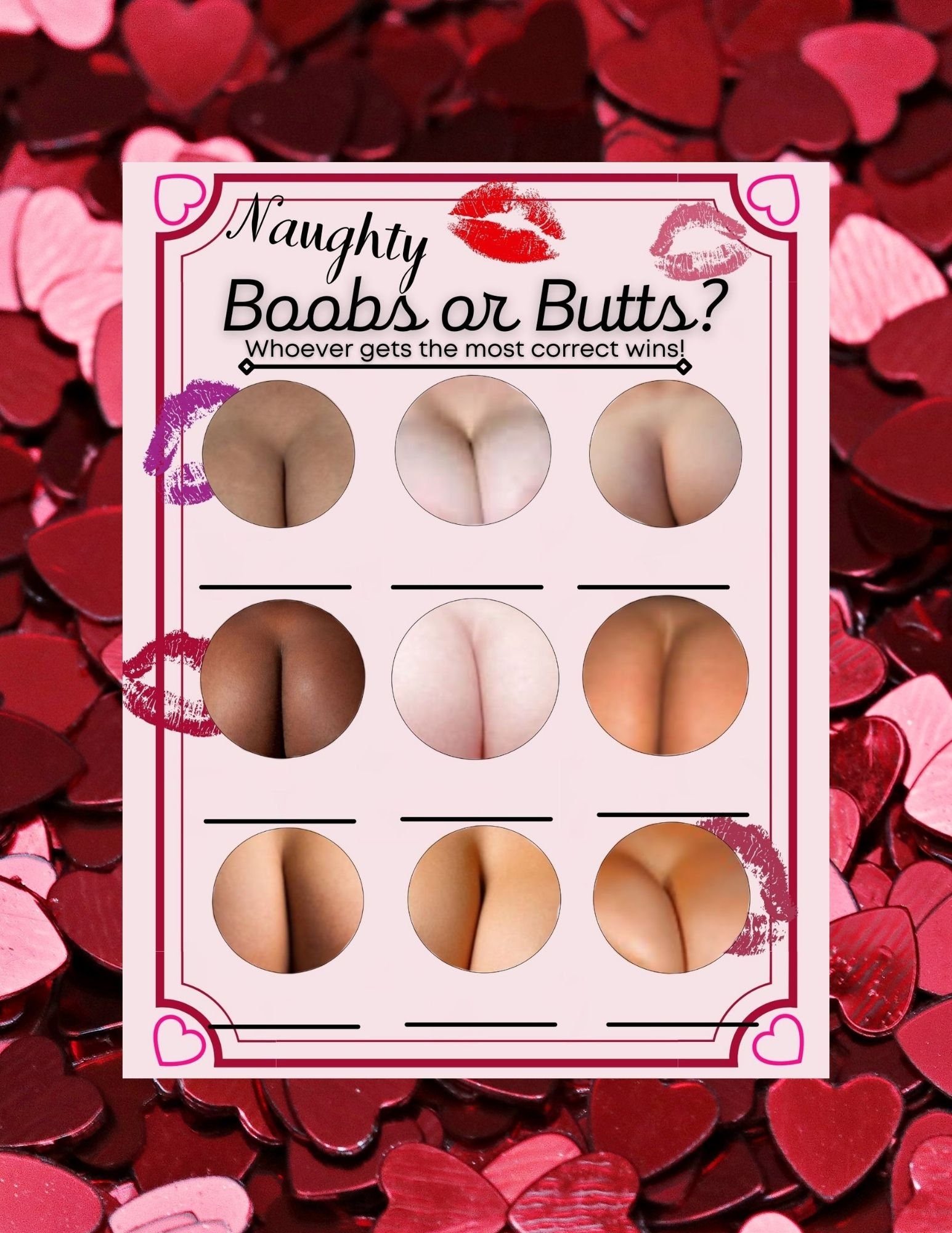 Boobs or Butts Printable Game Bachelorette Party