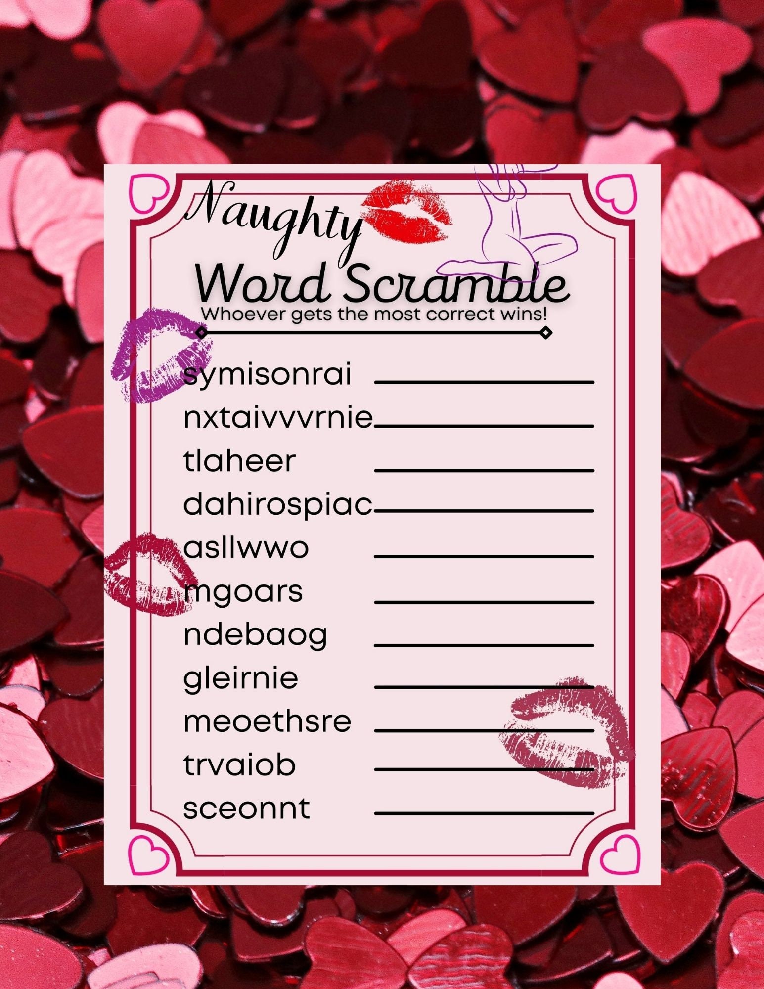 Word Scramble Printable Game Bachelorette Party Sex Positive - Etsy