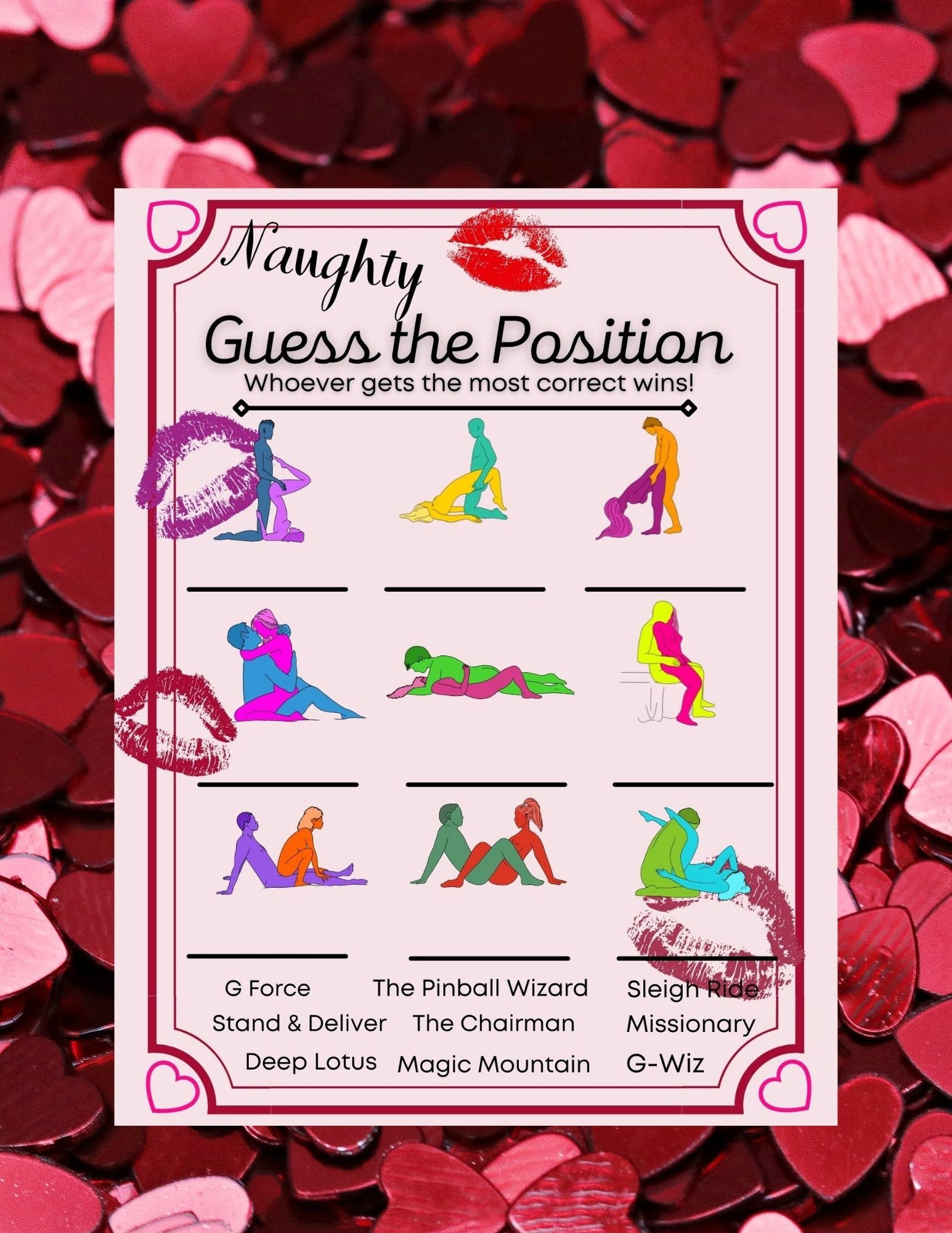 Sex Position Printable Game Bachelorette Party Sex Positive