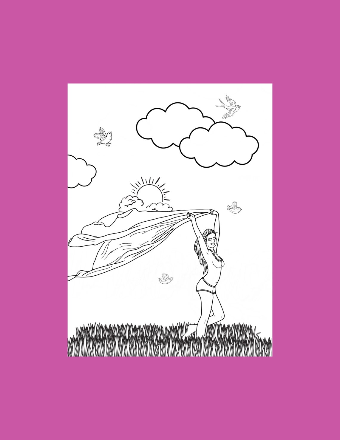 Nude Freedom Erotic Coloring Pages Digital Art Print Birds - Etsy Ireland