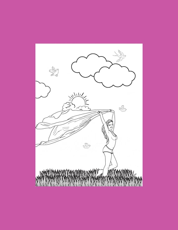 Nude Freedom Erotic Coloring Pages Digital Art Print Birds - Etsy