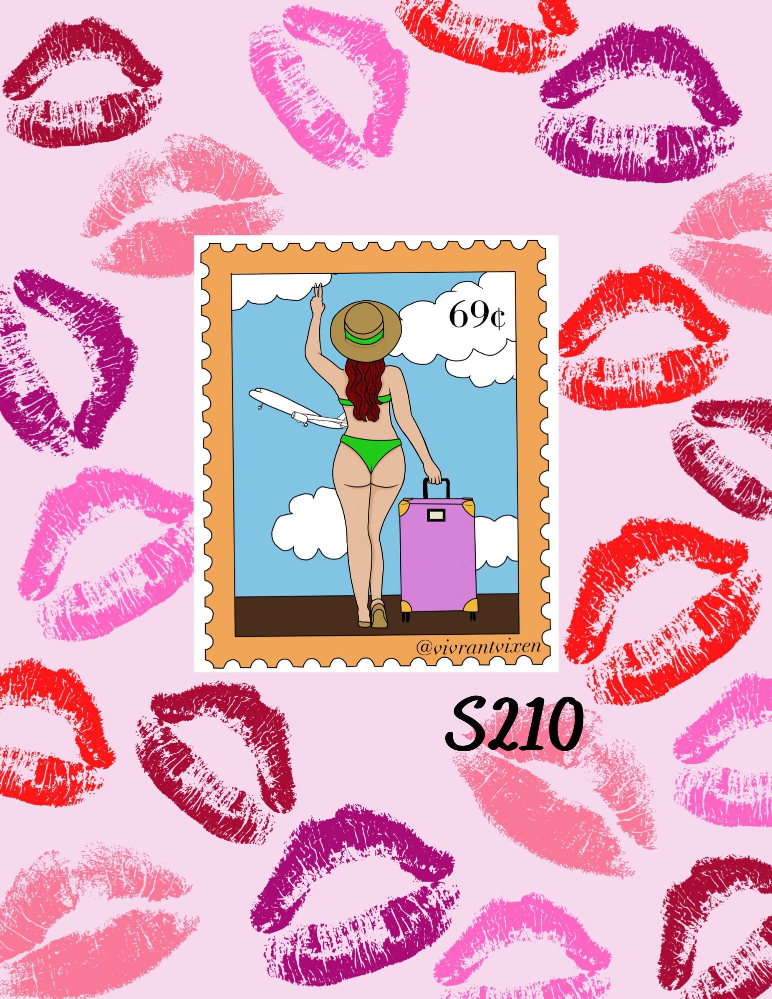 Stamp erotic vinyl sticker, Travel Aesthetic Stickers , sexy Die Cut Stickers, Sex Positive art, Waterproof Stickers