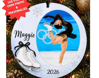 Figure Skating Ornament, Figure Skating Photo Christmas Ornament, Custom Ice Skates Ornament, Gift for Girl, Christmas Tree Decoration