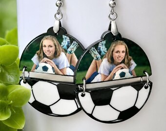 Soccer Earrings, Personalized Soccer Earrings, Custom Earrings, High School Soccer, Summer Soccer, Game Day Earrings