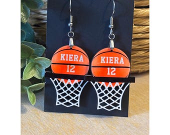 Pendientes de baloncesto, pendientes de aro de baloncesto, regalos de baloncesto, pendientes para mamás jugadoras, pendientes para el día del partido