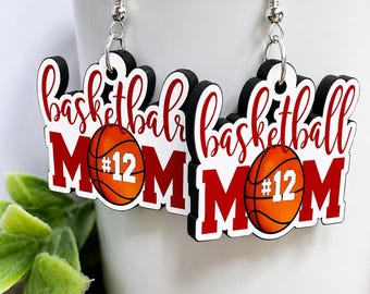 Basketball Earrings, Personalized Basketball Earrings, Basketball mom Earrings, High School Basketball Earrings