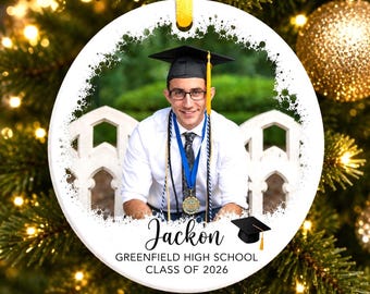 Graduation Ornament, Personalized Graduation Ornament, College High School Graduation Photo Ornament, Graduation Gift, Class Of 2026 Senior