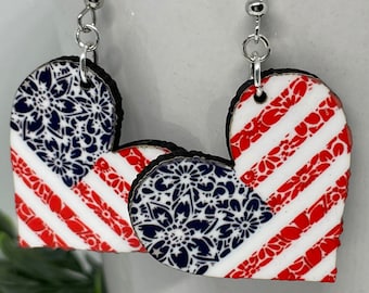 Flag U.S.A Single or Double Sided 4th of July Memorial patriotic American Dangle Stud Unique Baby yoda