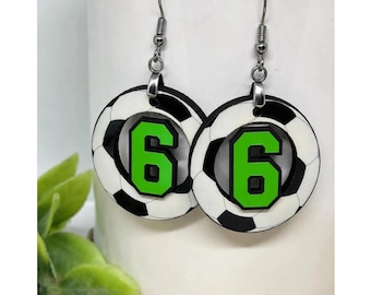 Soccer Earrings, Number Earrings, Personalized Soccer Earrings, High School, Summer Soccer Earrings, Soccer Mom Earrings, Game Day Earrings