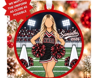 Cheer Ornament , Dance Ornament,  Cheerleader Ornament, Personalized cheer ornament,High School Ornament , Personalized Cheerleader Ornament
