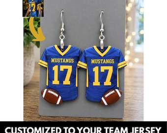 Football earrings, Personalized Football Earrings, Jersey earrings, homecoming, Jersey earrings, school spirit earrings, football mom