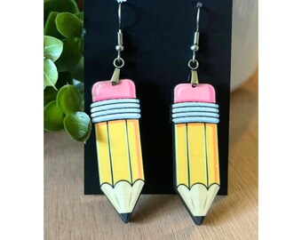 Pencil Earrings, Teacher Earrings, School Earrings, Back to School, Personalized, Pencil Earring, New Teacher Earrings, Pencil