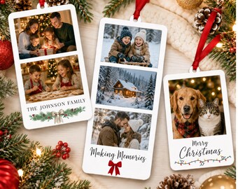 Family Ornament, Personalized Family Photo Ornament, Country Christmas Ornament, Christmas Portrait, Photo Ornament, Plaid Ornament