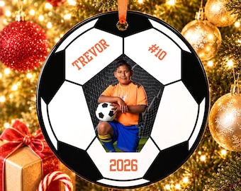 Soccer Ornament, Personalized Soccer Ornament, Personalized Photo Ornament, Keepsake Ornament, Christmas Ornament, Holiday, Soccer Keepsake