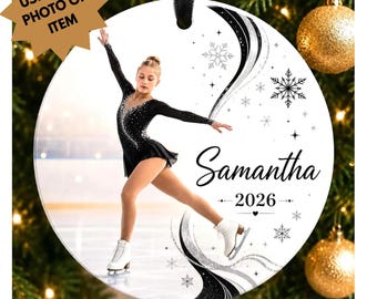 Figure Skating Ornament, Figure Skating Photo Christmas Ornament, Custom Ice Skates Ornament, Gift for Girl, Christmas Tree Decoration