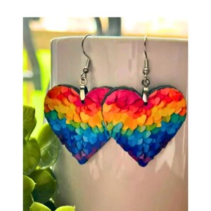 Pride Earrings, Rainbow Earrings, Custom Heart Earrings, Custom Pride Earrings, GBTQ+ Progress, Pride Earrings, Heart Earrings, Gay Pride