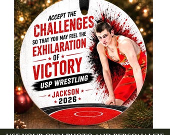 Wrestling Ornament, Personalized Wrestling Ornament, Holiday, Photo Ornament, Christmas, Wrestling Keepsake, Wrestling