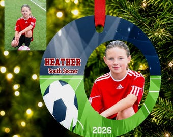 Soccer Ornament, Personalized Soccer Ornament, Personalized Photo Ornament, Keepsake Ornament, Christmas Ornament, Holiday, Soccer Keepsake