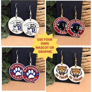 Mascot Earrings, Personalized Mascot Earrings, Game Day Earrings, Team earrings, Sport Spirit earrings, Game Day Earrings, Homecoming