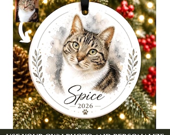 Pet Ornament, Watercolor Pet Ornament, Personalized Pet Memorial , Dog Ornament, Cat Ornament, Personalized Christmas, Christmas Ornament