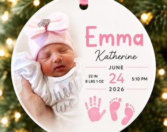 Birth Stat Ornament, Baby Birth Ornament, New Baby First Christmas Ornament Custom Newborn Keepsake Gift Ornament Baby Announcement Girl Boy