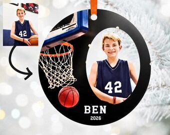 Basketball Ornament, Personalized Basketball Ornament, Photo Ornament, Basketball, Christmas, Basketball Keepsake, Basketball Gift