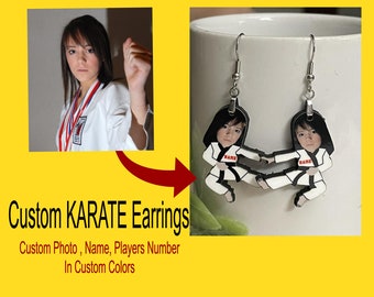 Single or Double Sided - Cartoon Karate Earring, KARATE Earring,  martial arts, Kayate Mom