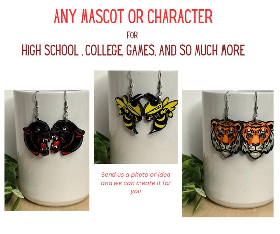 Mascot Earrings, Team earrings, Sport Spirit earrings, Game Day Earrings, Cutout Earrings, Homecoming, Team Spirit, Earrings