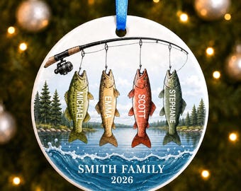 Fishing Family Ornament , Personalized Fishing Ornament, Fishing Crew Ornament,  Christmas Tree Decoration Gift for Fishing Families.