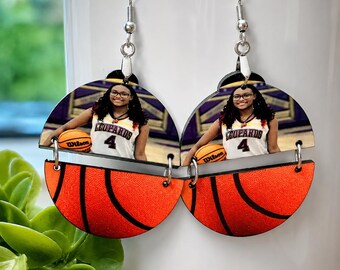 Basketball Earrings, Personalized Basketball Earrings, Custom Earrings, Basketball Mom, High School Basketball, Basketball mom,